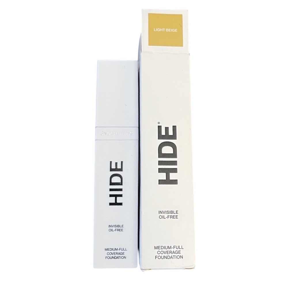 HIDE Invisible Oil-Free Medium-Full Coverage Foundation Light Beige 1oz New